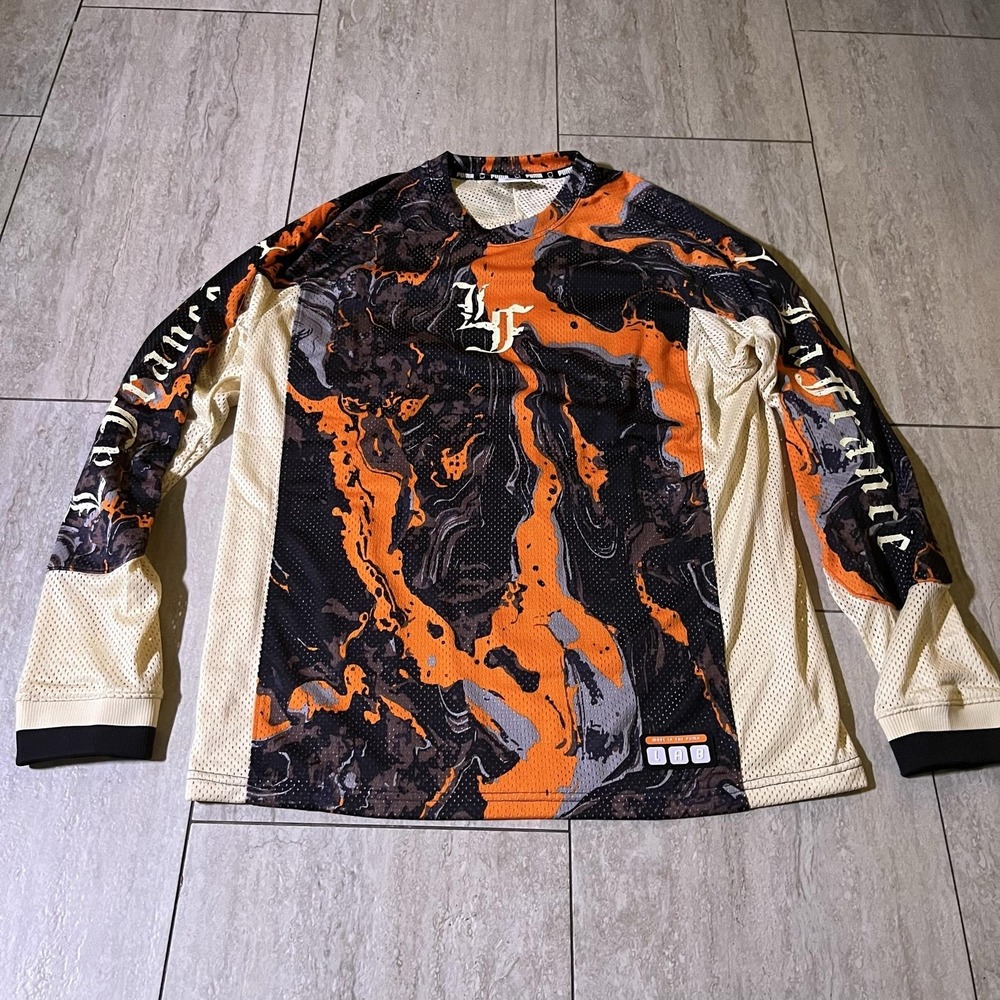 Puma LaFrance HEEM Moto Jersey Mens Medium Orange Black Mesh Long Sleeve New